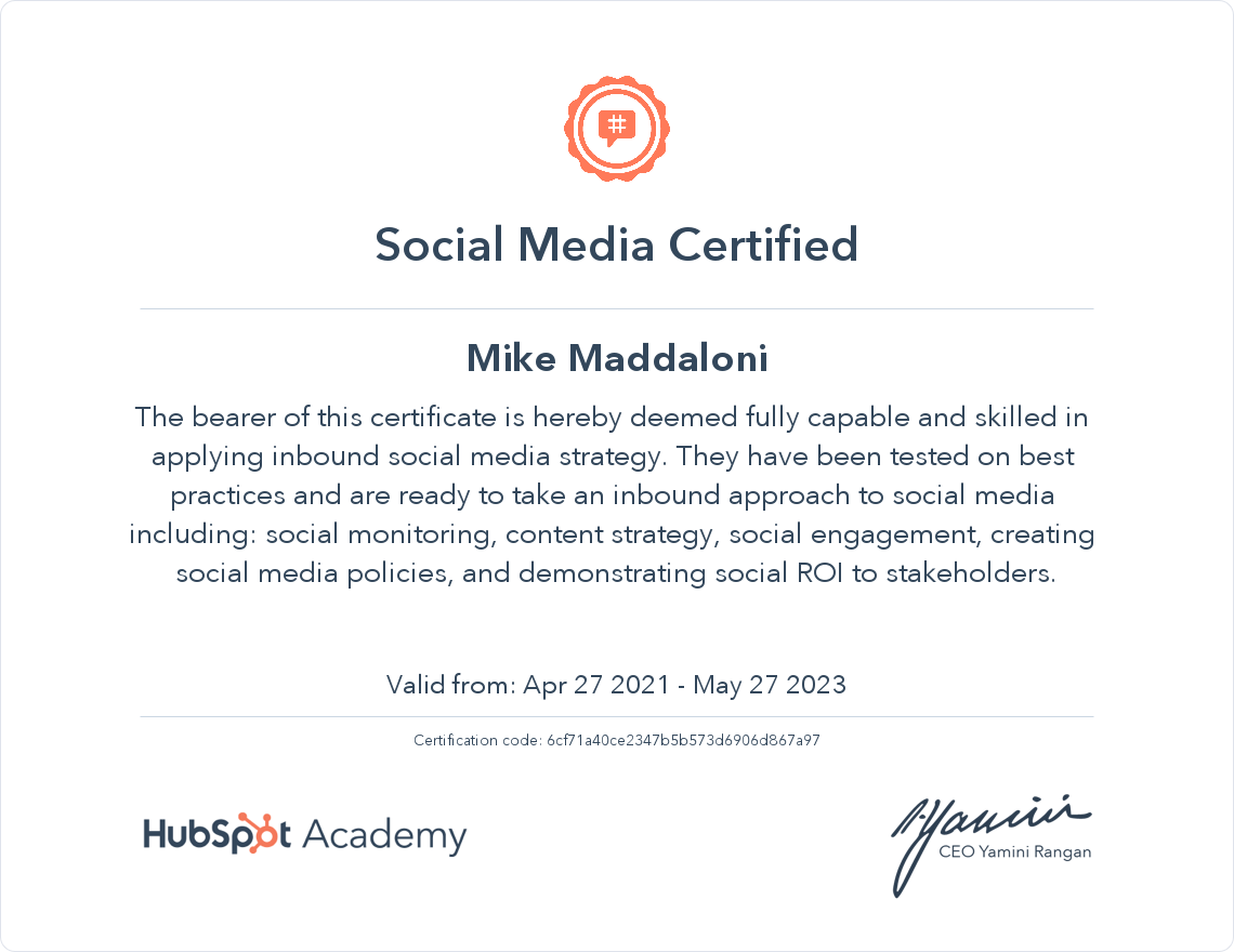 Hubspot Certificate - IIDMAI