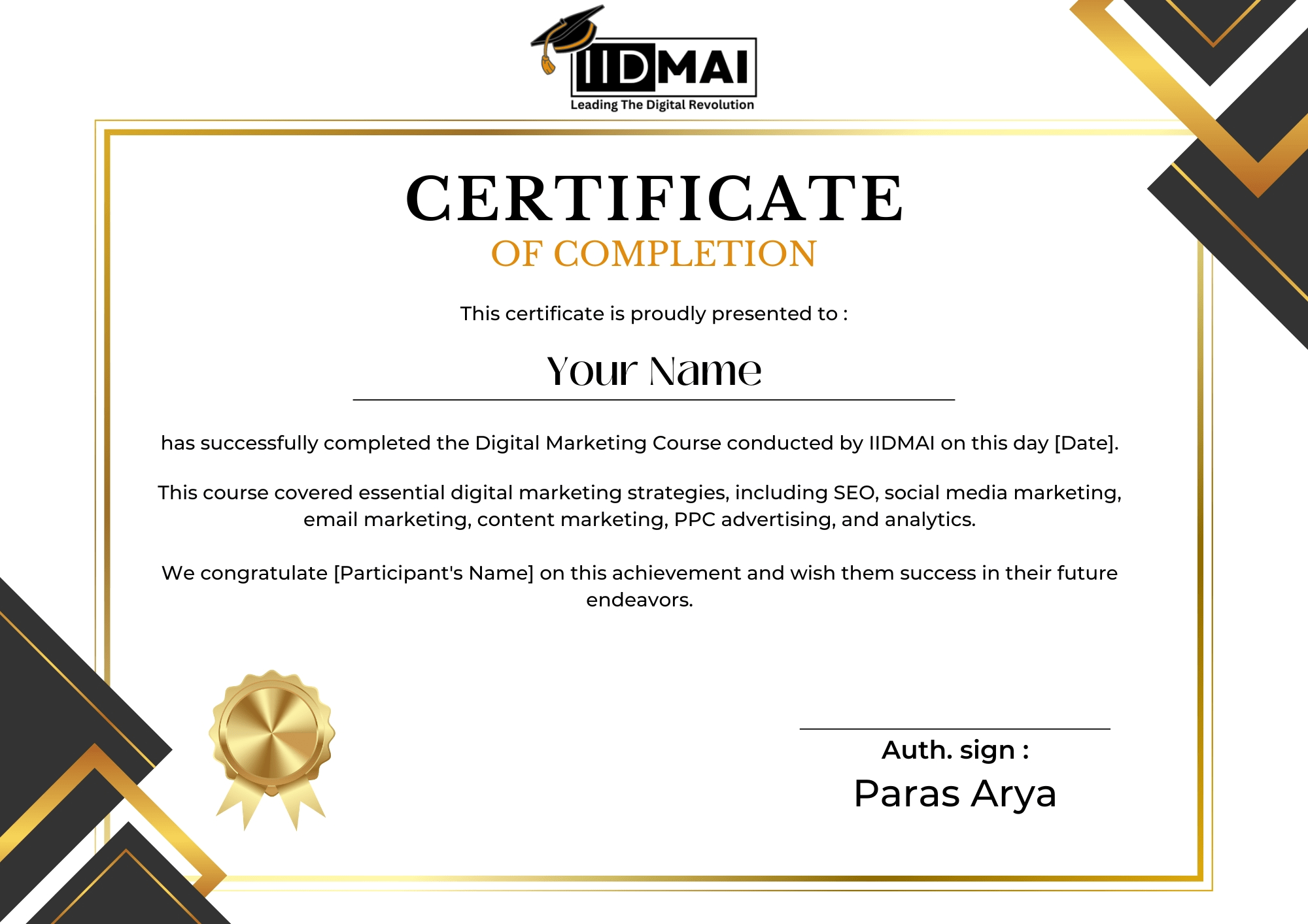 IIDMAI Certificate 22