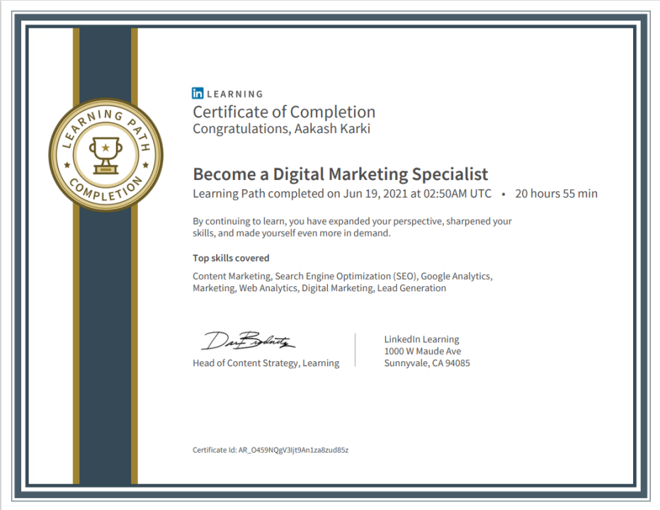 Linkedin Certificate - IIDMAI